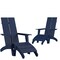 Merrick Lane Set of 2 Piedmont Adirondack Slatted Back Patio Chairs With Accompanying Foot Ottomans